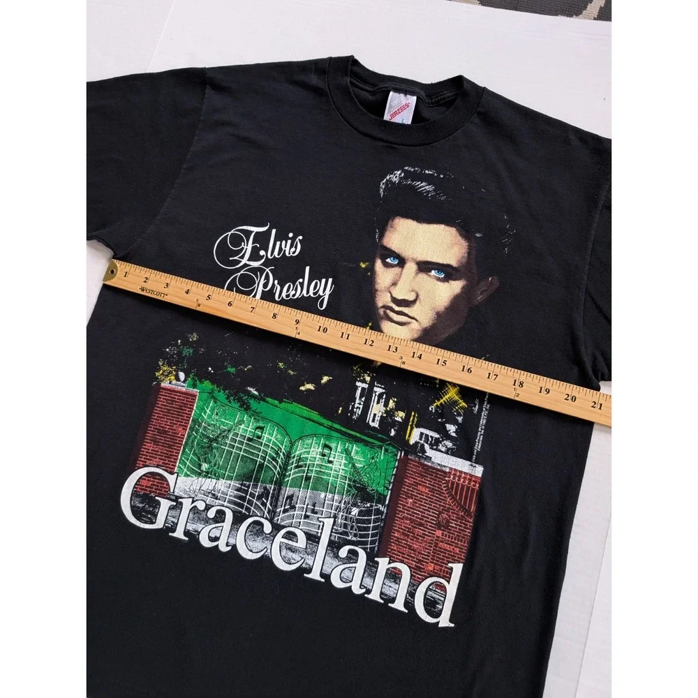 Vintage Elvis Presley Graceland Shirt Mens Large Black 90s Single Stitch‎